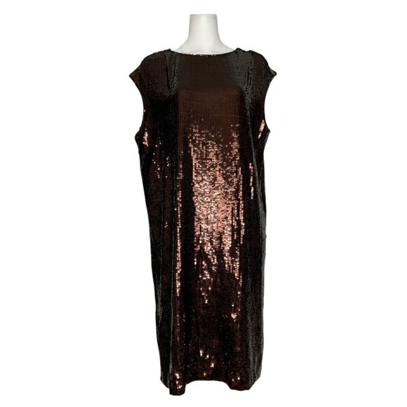 Anthropologie Maeve Kara Sequins Dress Plus 1X Wine Shift Cap Sleeve Short Hem - Picture 8 of 16